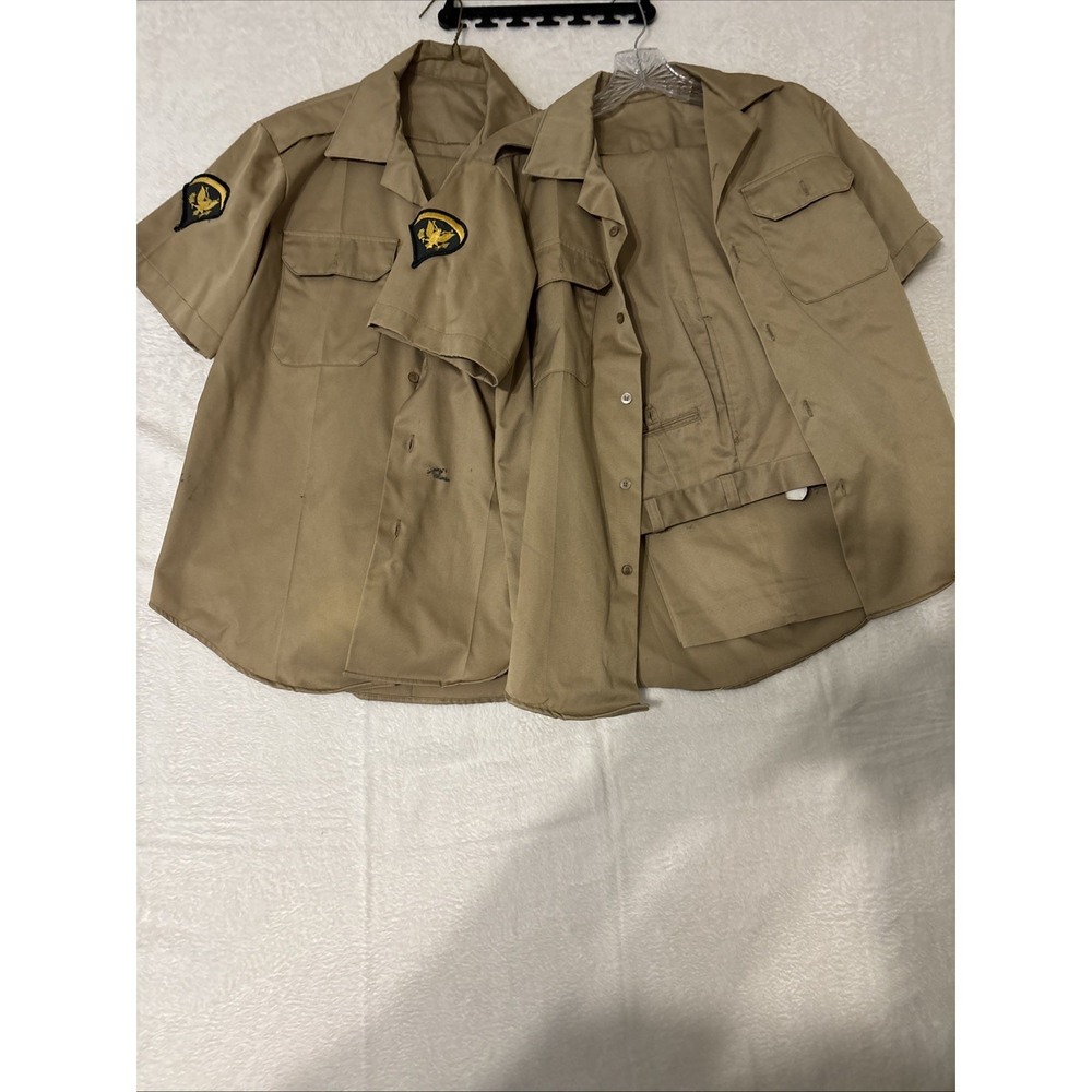 Vintage 1950s US Army Khaki Uniform Set  2 Medium Shirts And 2 34x31 Trousers